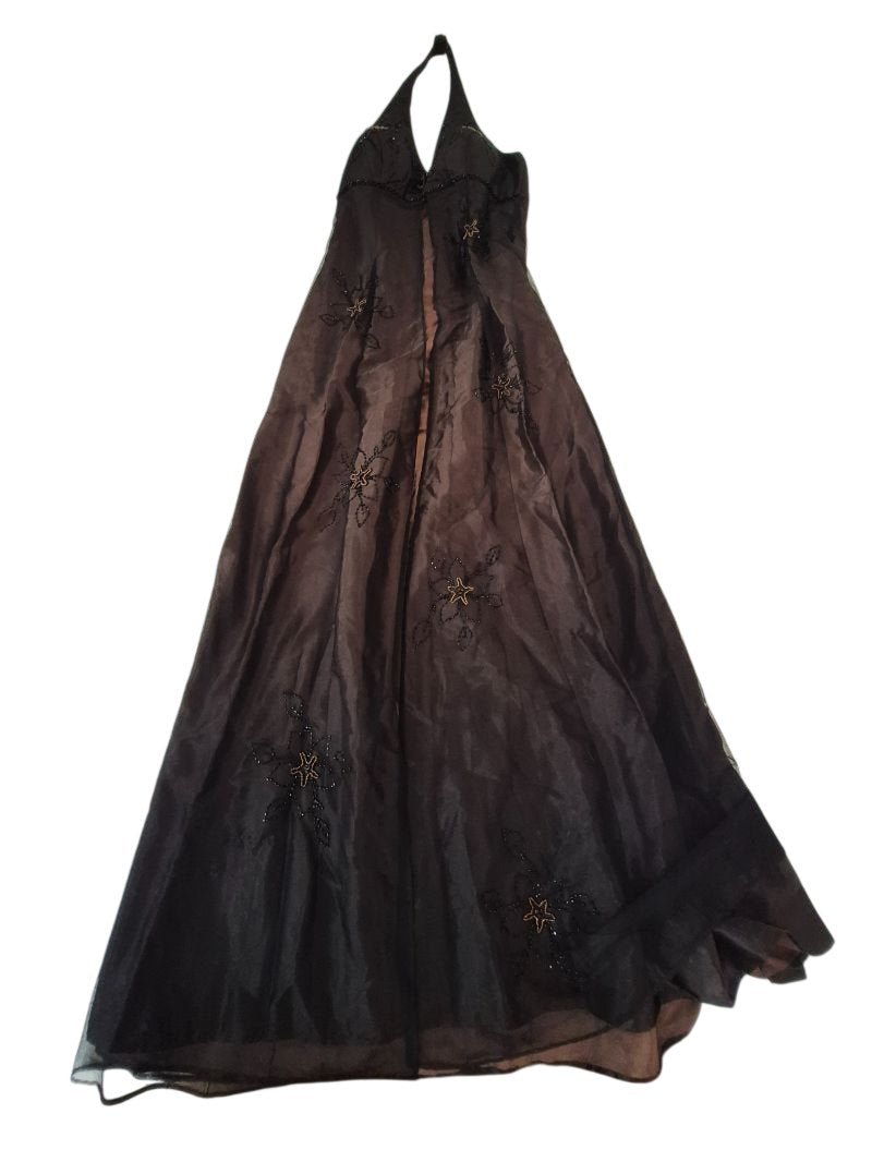 Morgan & Co. Embroidered Halter Gown Vintage