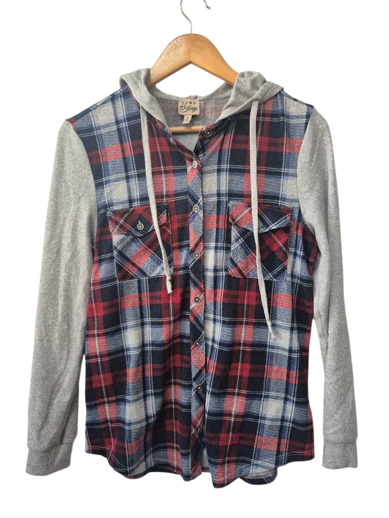 Como Vintage Plaid Hoodie Long Sleeves