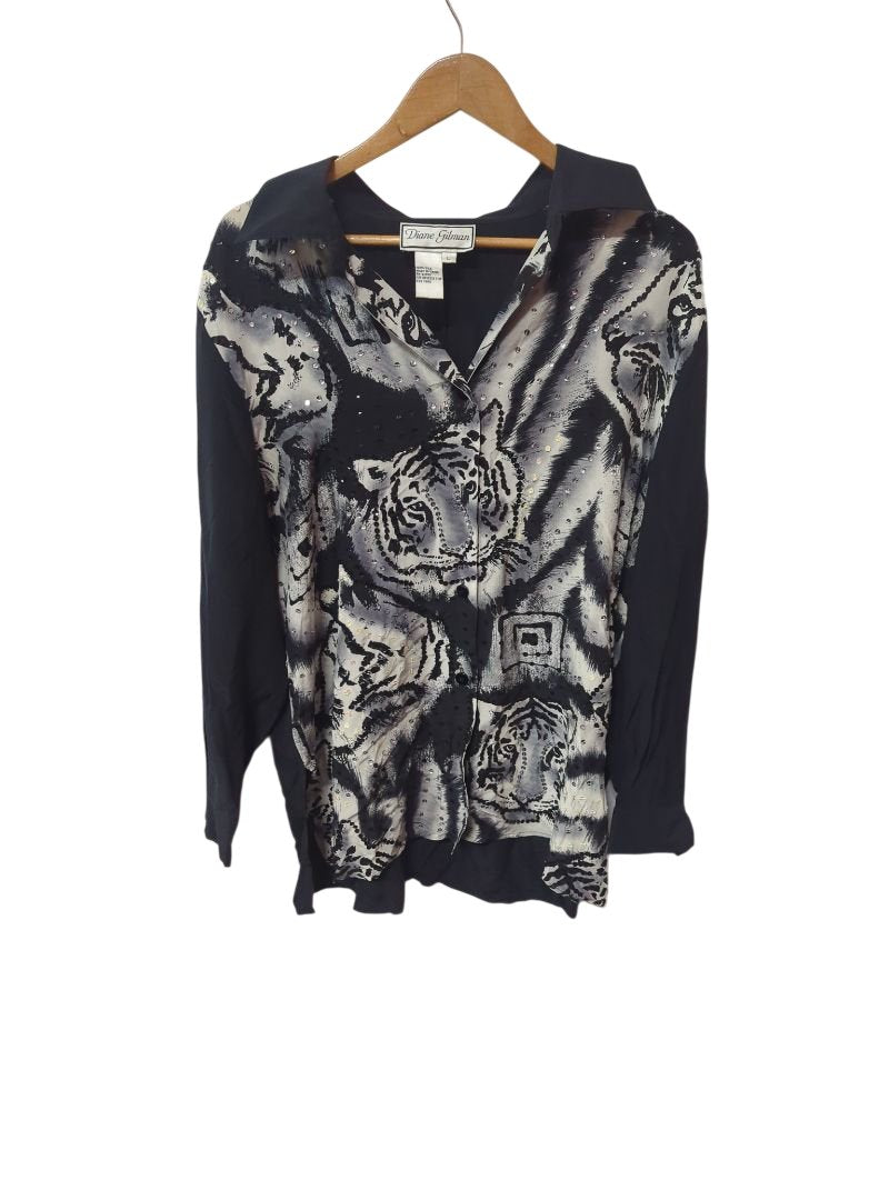 Diane Gilman Animal Print Blouse Vintage