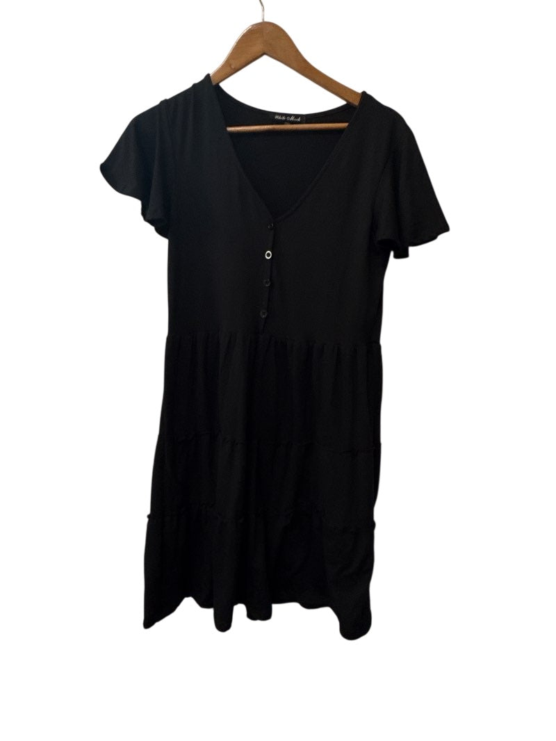 White Mark V-Neck Buttoned Dresses