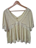 POL Lace Trim Blouse Short Sleeves