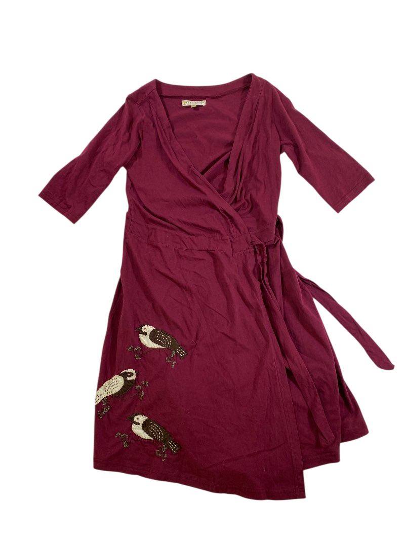 Synergy  Wrap dress with bird embroidery Dresses