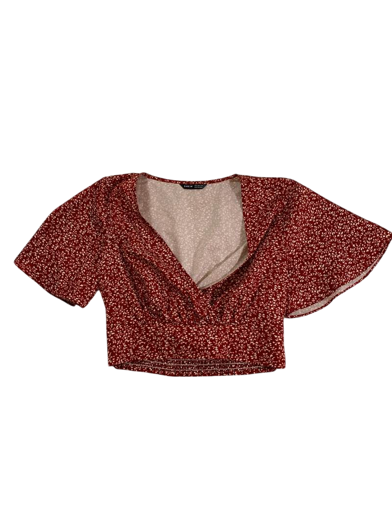 SHEIN V-Neck Crop Top Short Sleeves