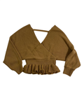 Peach Love California  Ruffled Hem Wrap Sweater Sweaters