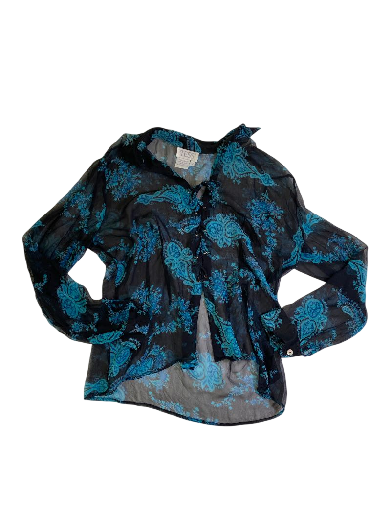 Tess Sheer Button-Up Top Long Sleeves