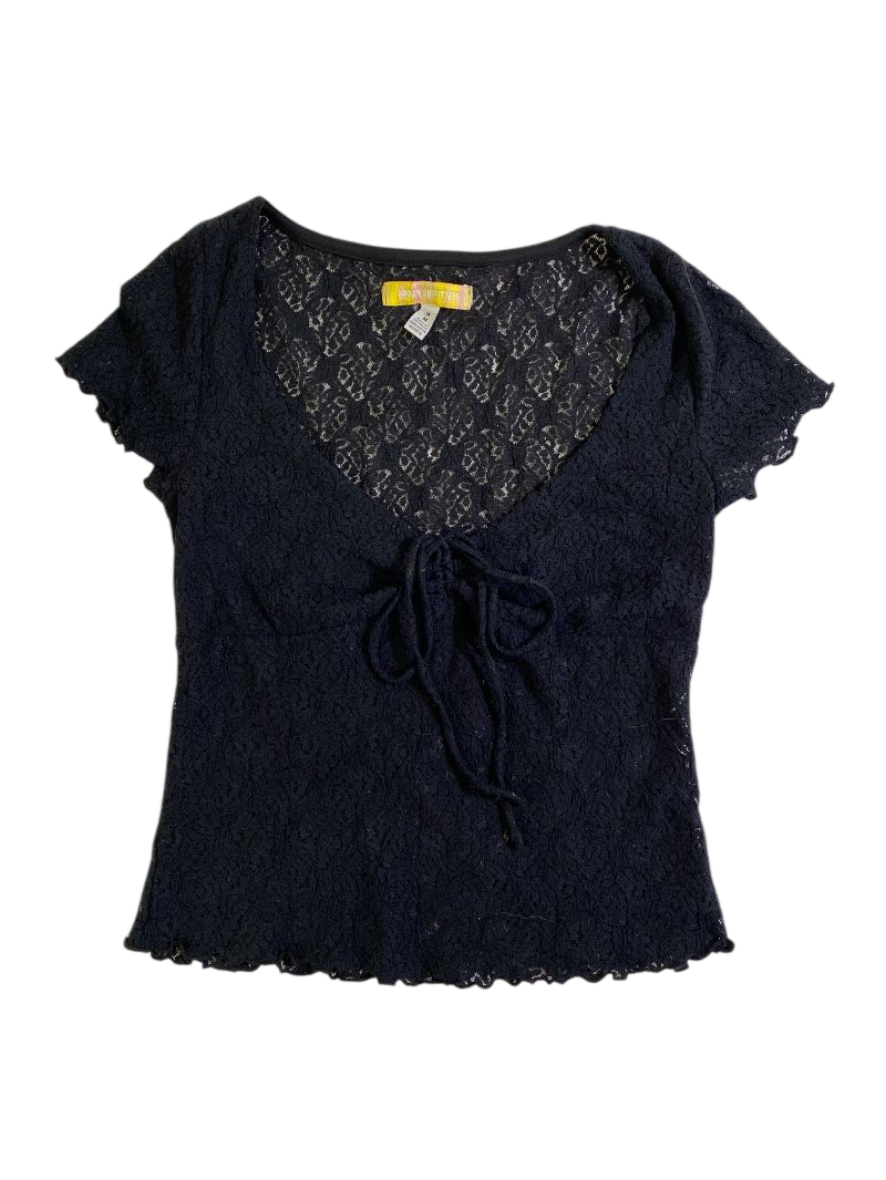 Urban Outfitters Tie-Front Lace Short Sleeves