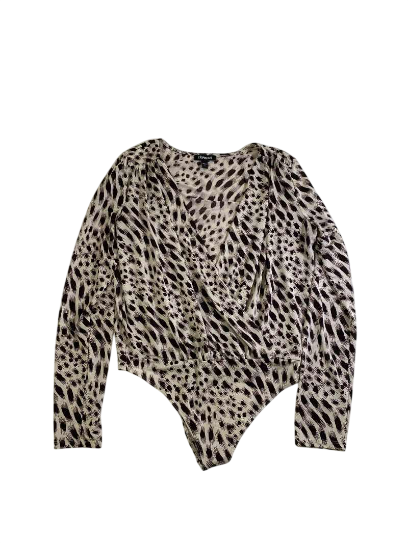 Express  Wrap Front Long Sleeve Bodysuit
