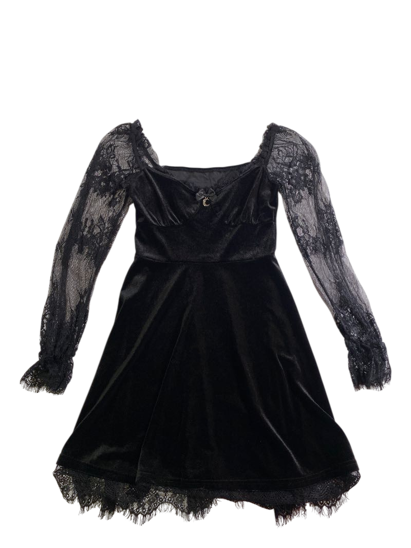 None Velvet Lace Dress Dresses