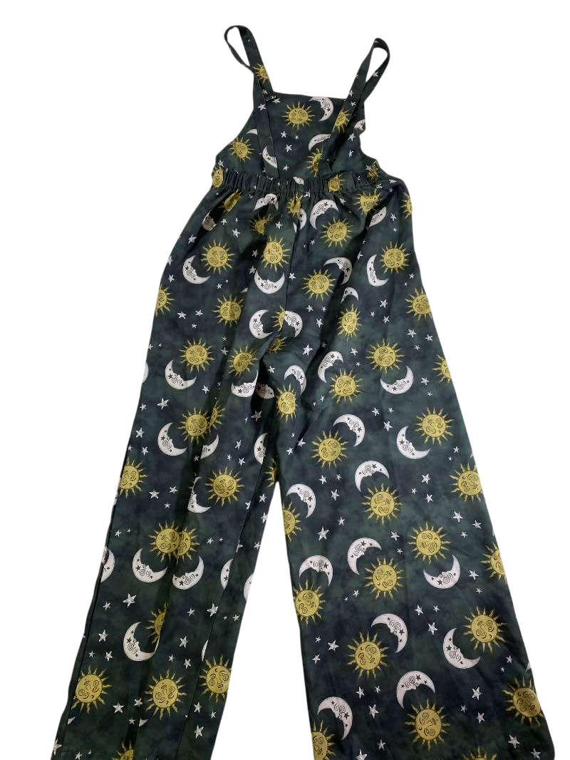 None Celestial Print Overalls Dresses