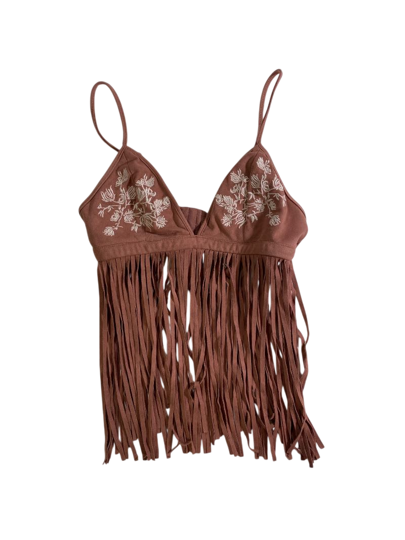 Forever 21 Fringe Embroidered Tank Tanks
