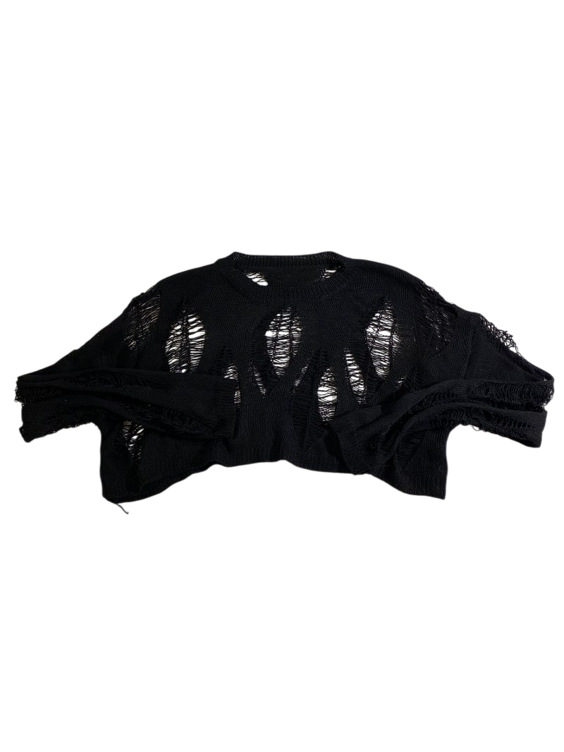 None Distressed knit sweater Long Sleeves
