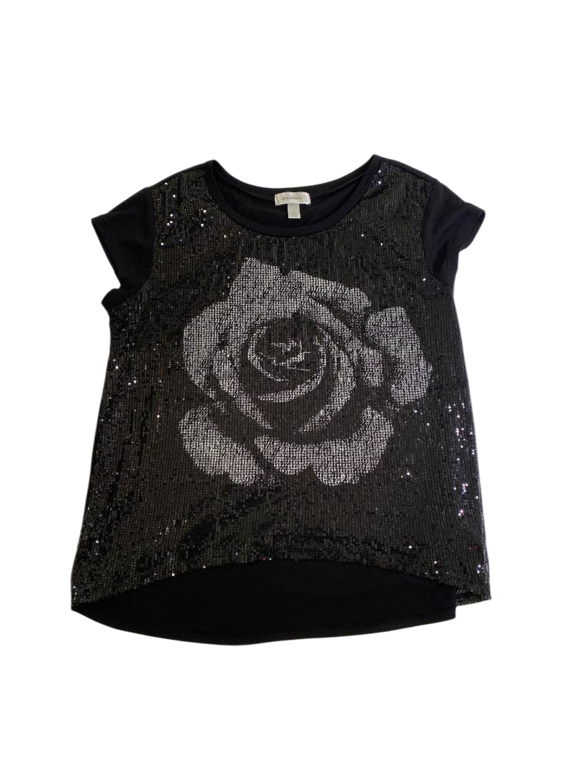 Dress Barn Sequin Rose Top Short Sleeves