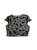 None Star Pattern Mesh Short Sleeves