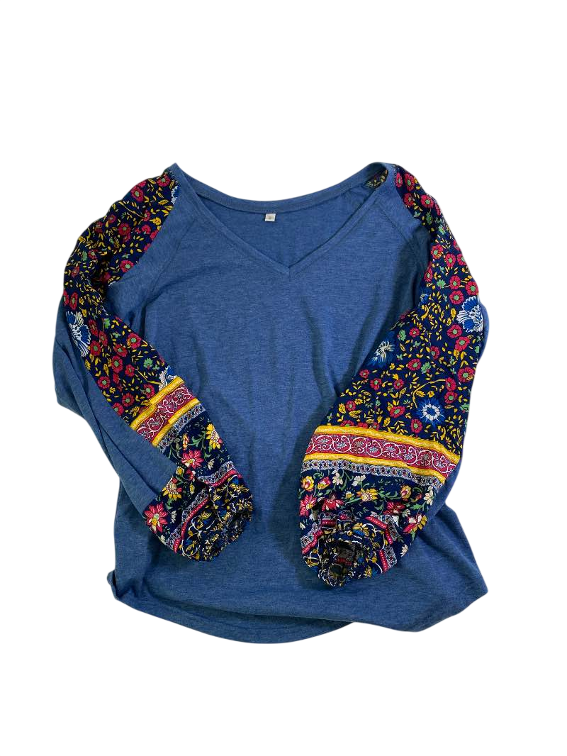 None V-neck patterned sleeves Long Sleeves