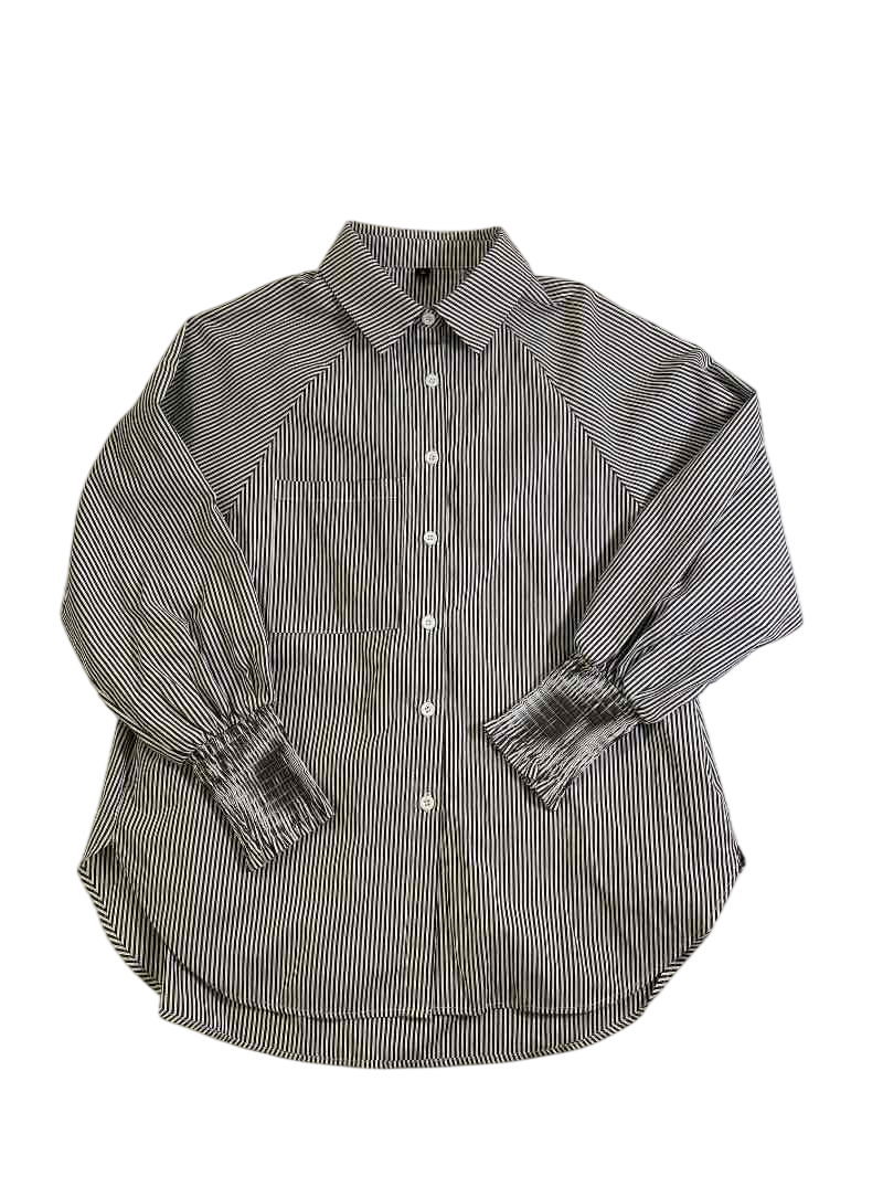 None Button-Down Collared Shirt Long Sleeves
