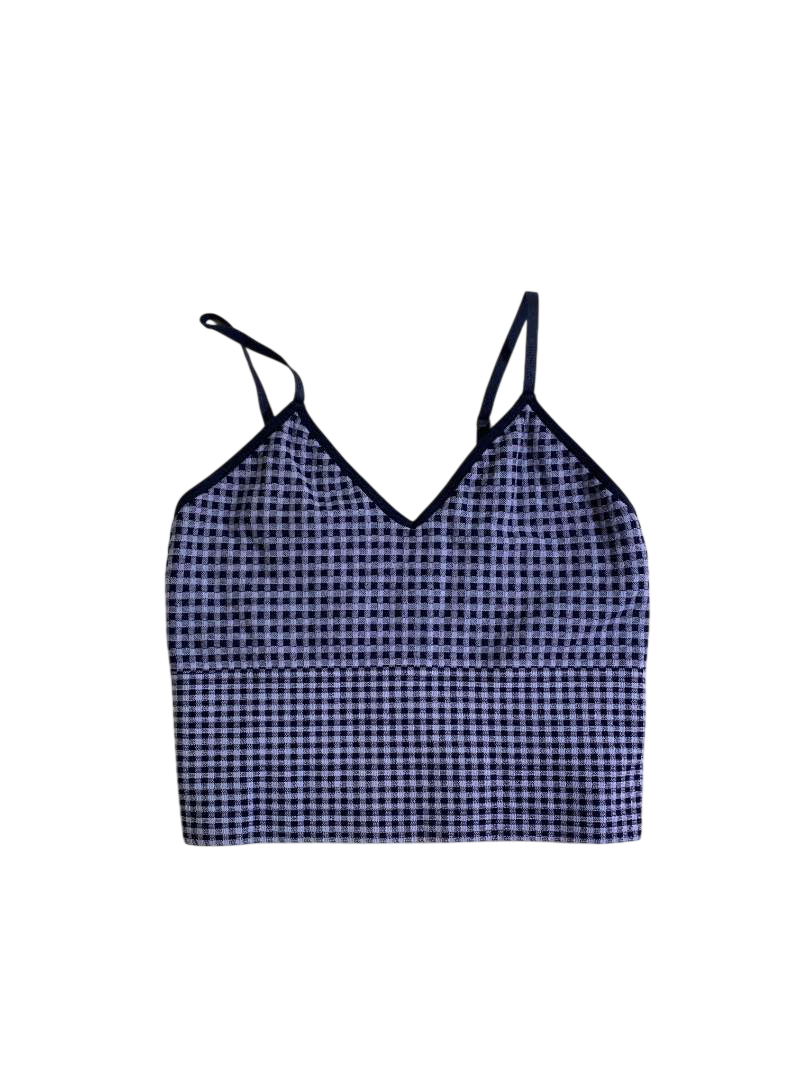None Gingham V-Neck Tank Tanks