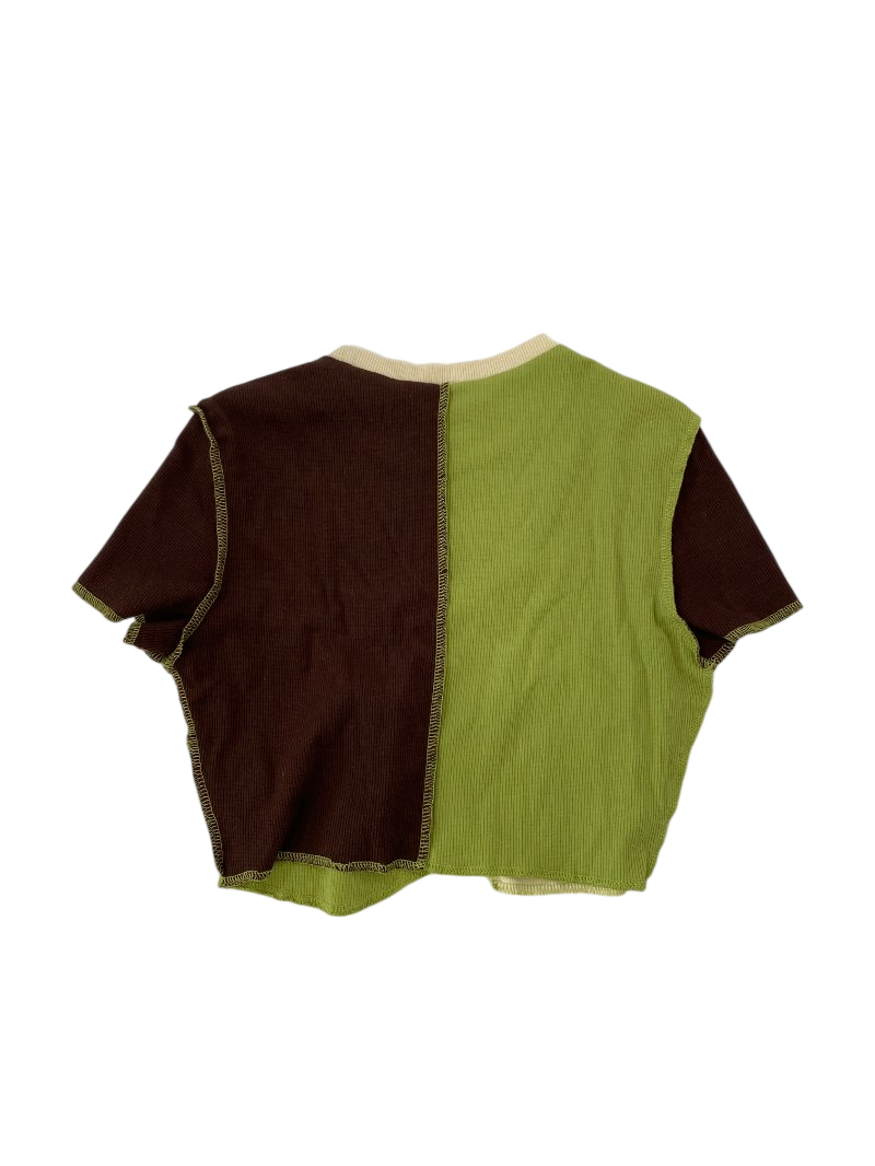 Shein Patchwork Cropped Tee Short Sleeves