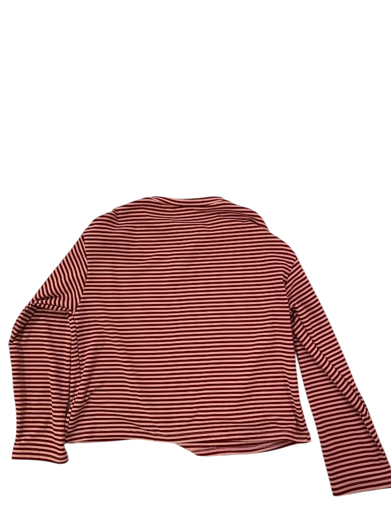 None Striped Henley Top Long Sleeves