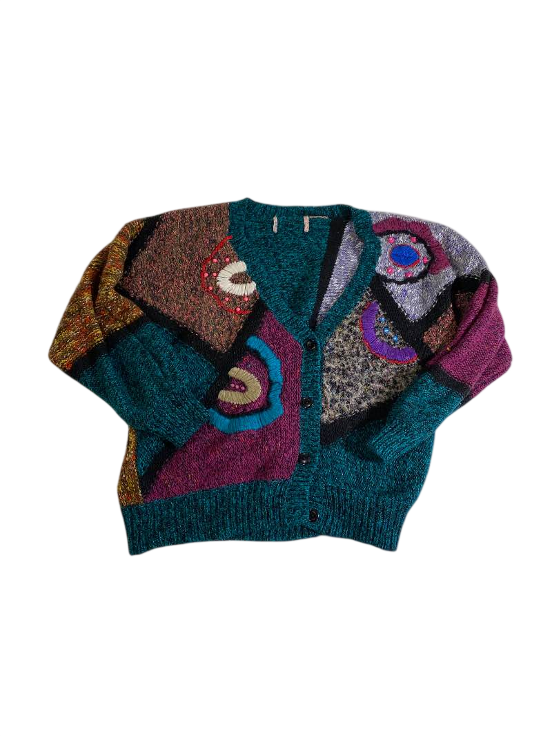 N/A Colorblock Cardigan Vintage