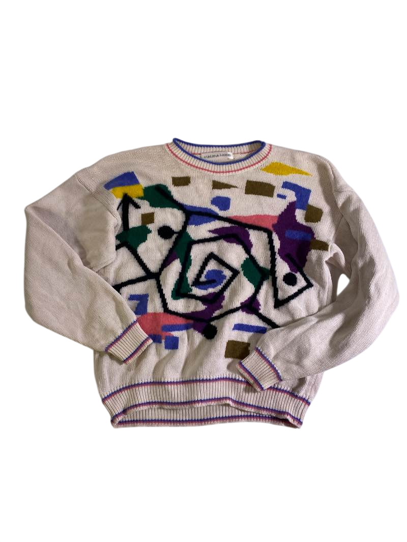 Melina Wong Abstract Pattern Pullover Vintage