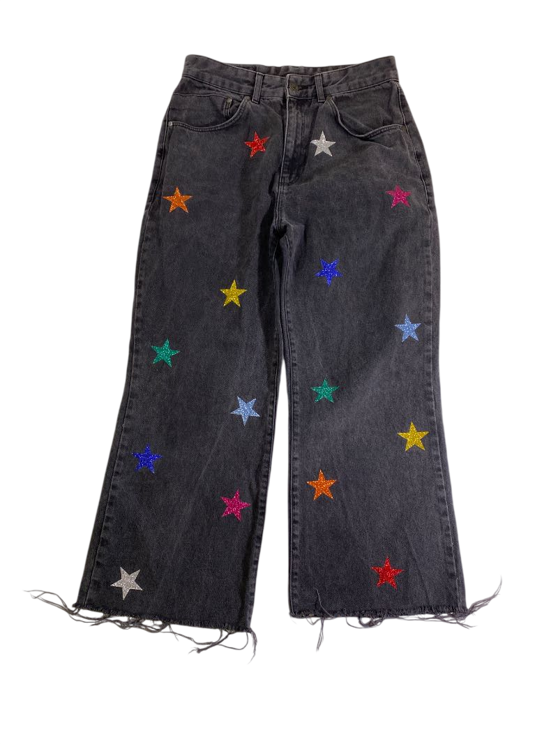 The Ragged Priest  Wide Leg with Star Details Jeans