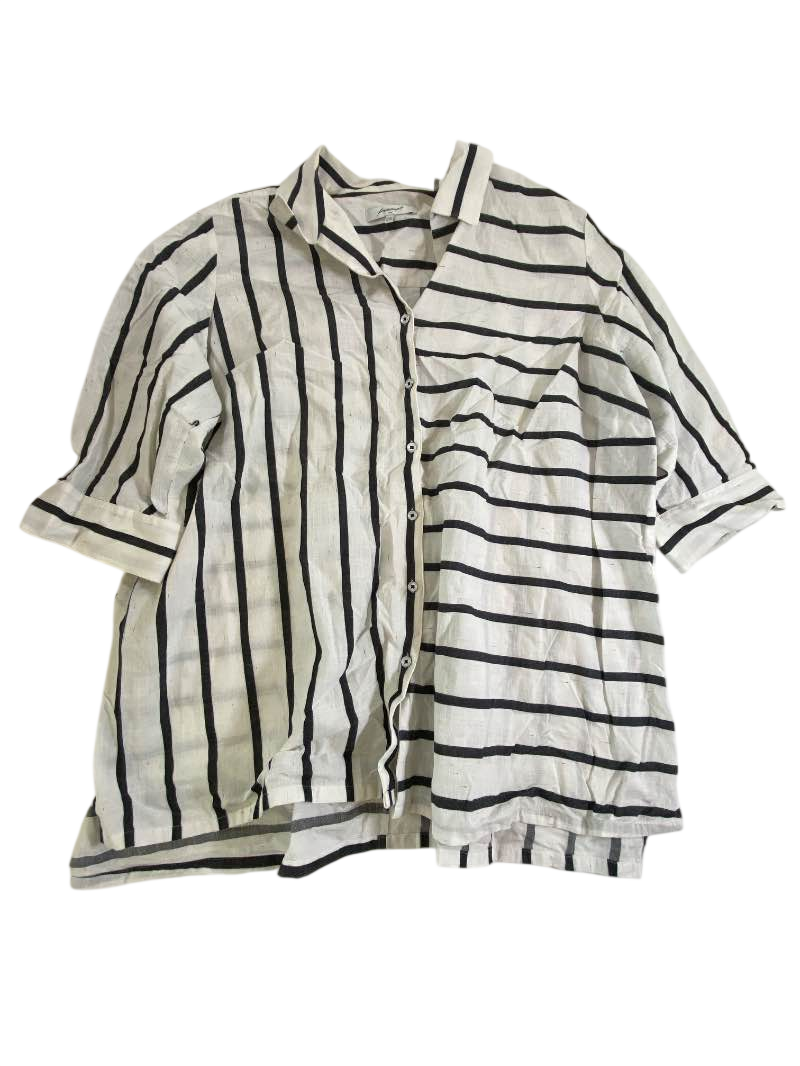 Foxcropt Striped Button-Up Shirt Short Sleeves