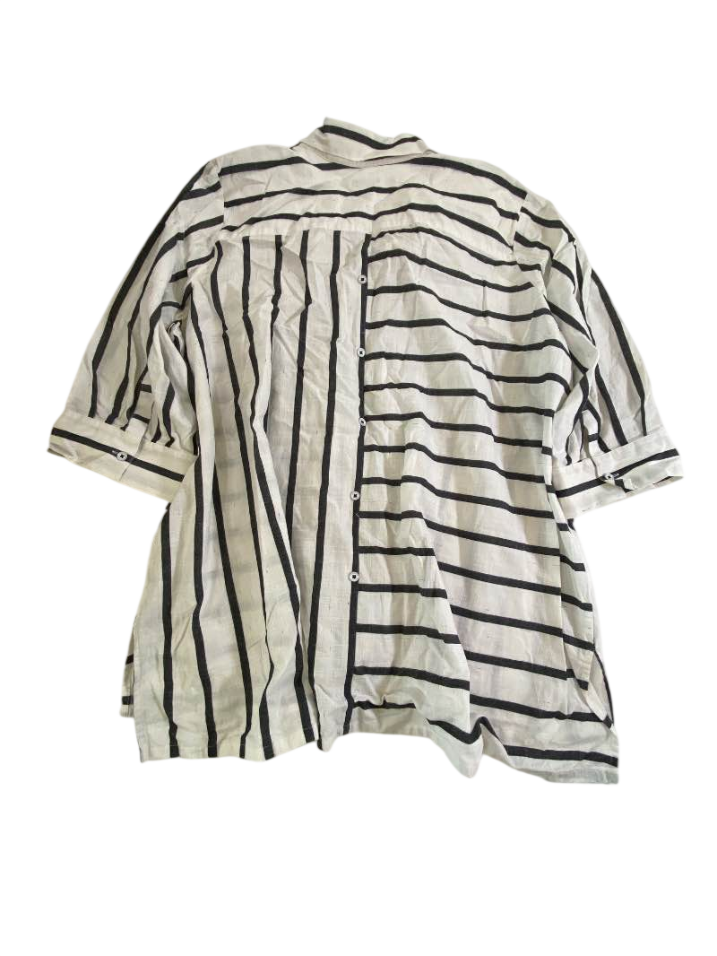 Foxcropt Striped Button-Up Shirt Short Sleeves
