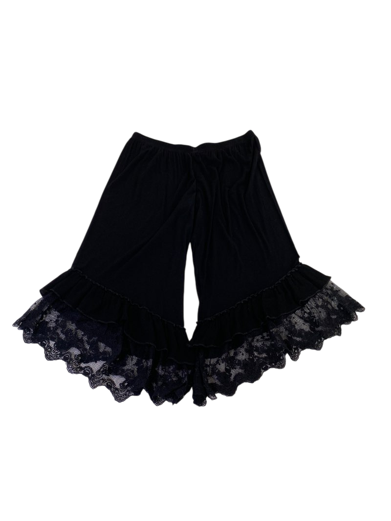 Paisley Vine Lace Hem Wide Leg Pants