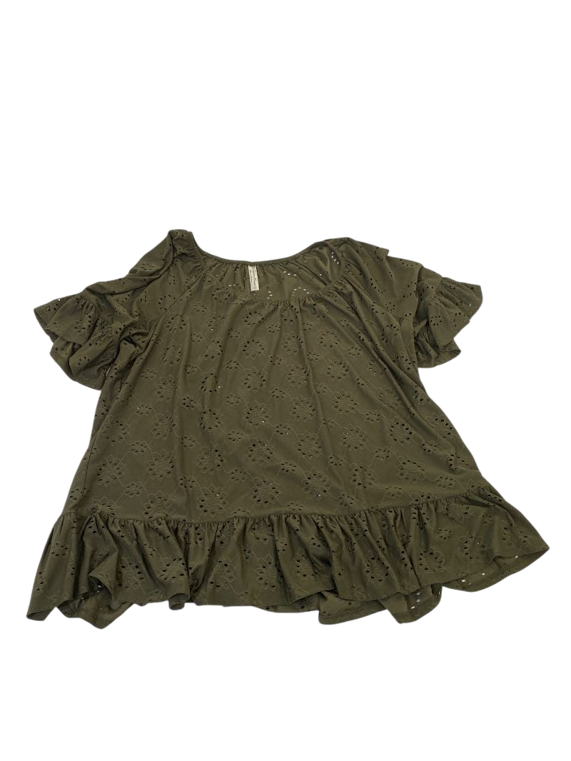 Perseption women Eyelet Peplum Top Short Sleeves