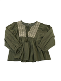 In Loom Embroidered Peasant Top Long Sleeves