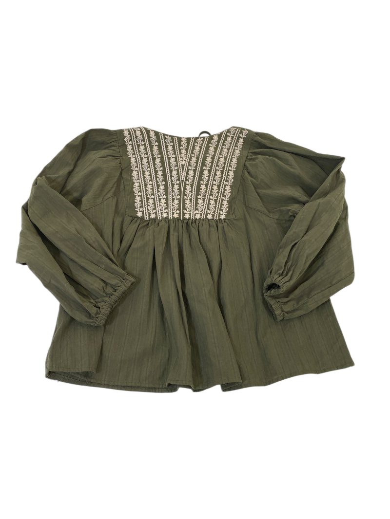 In Loom Embroidered Peasant Top Long Sleeves