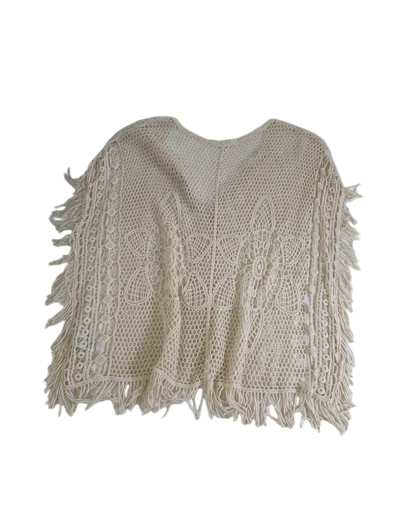 N/A Fringe Crochet Top Short Sleeves