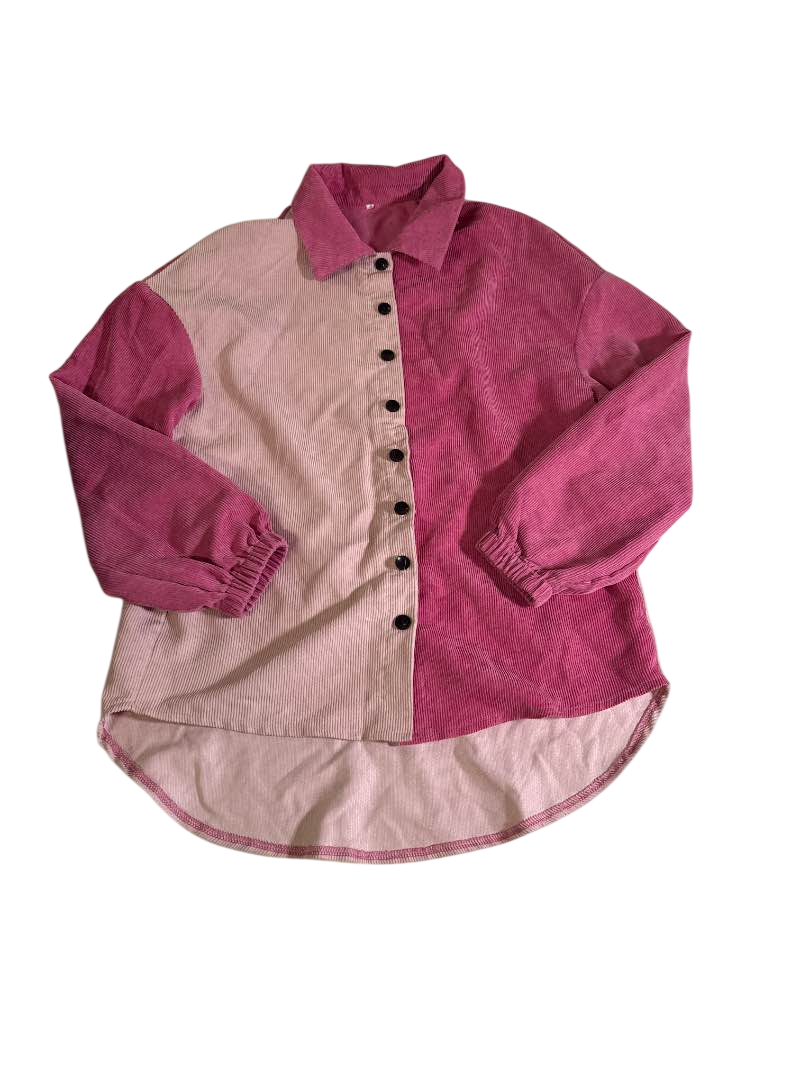 N/A Colorblock Corduroy Shirt Long Sleeves