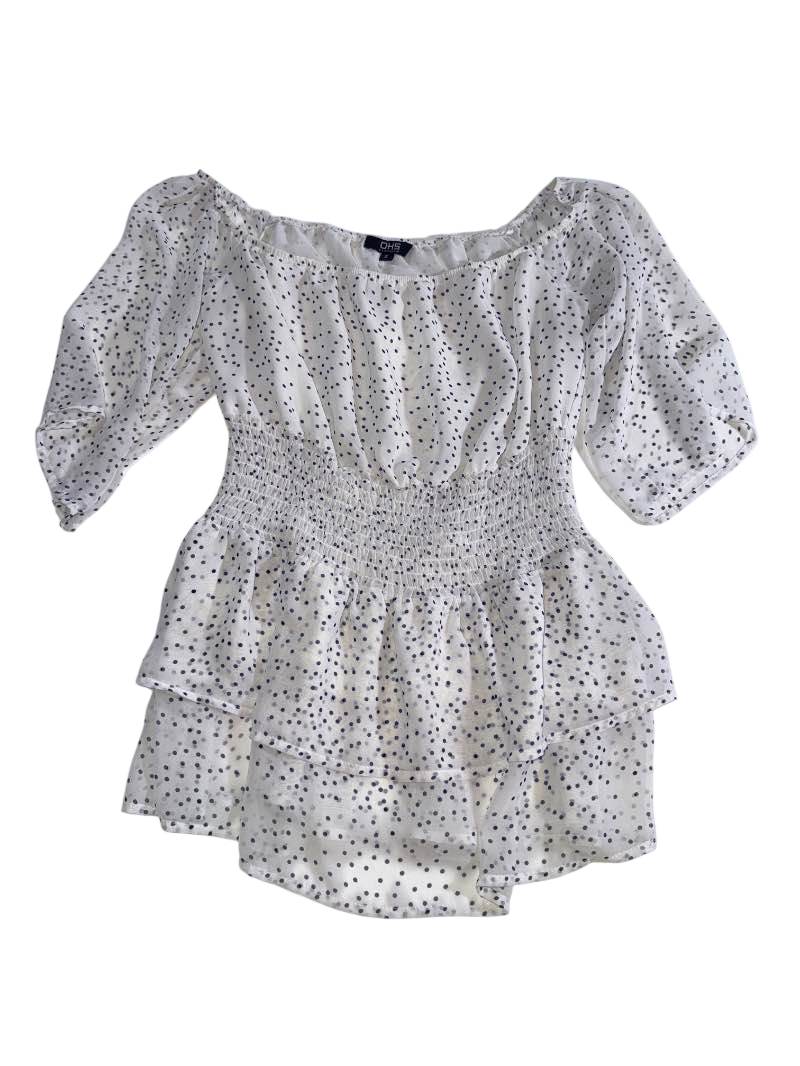 OHS Smocked off-shoulder Short Sleeves