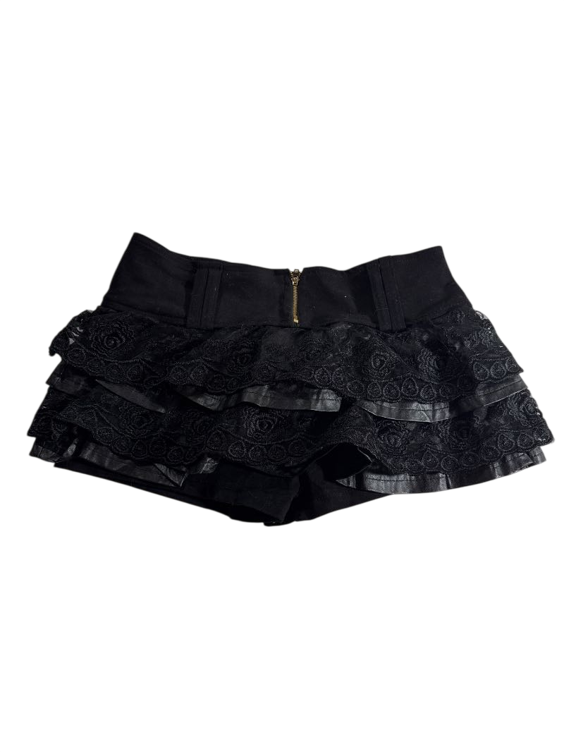 None Layered Ruffle Mini Skirt