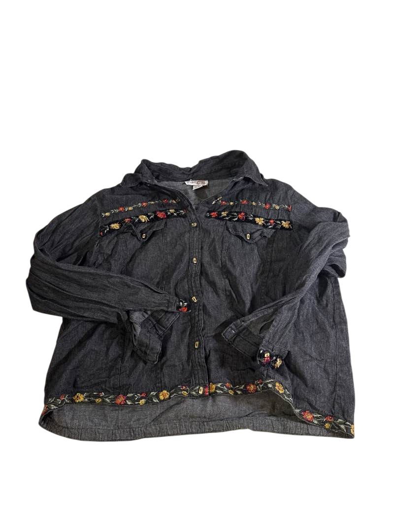 Silhoettes Embroidered Denim Blouse Vintage
