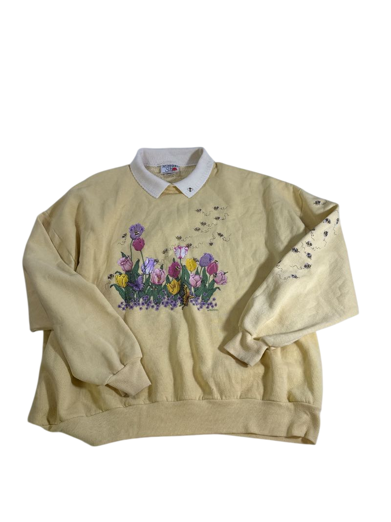 Morning Sun Floral Pullover Sweatshirt Vintage