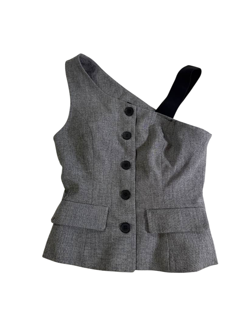 Zara One-Shoulder Buttoned Tank Tanks
