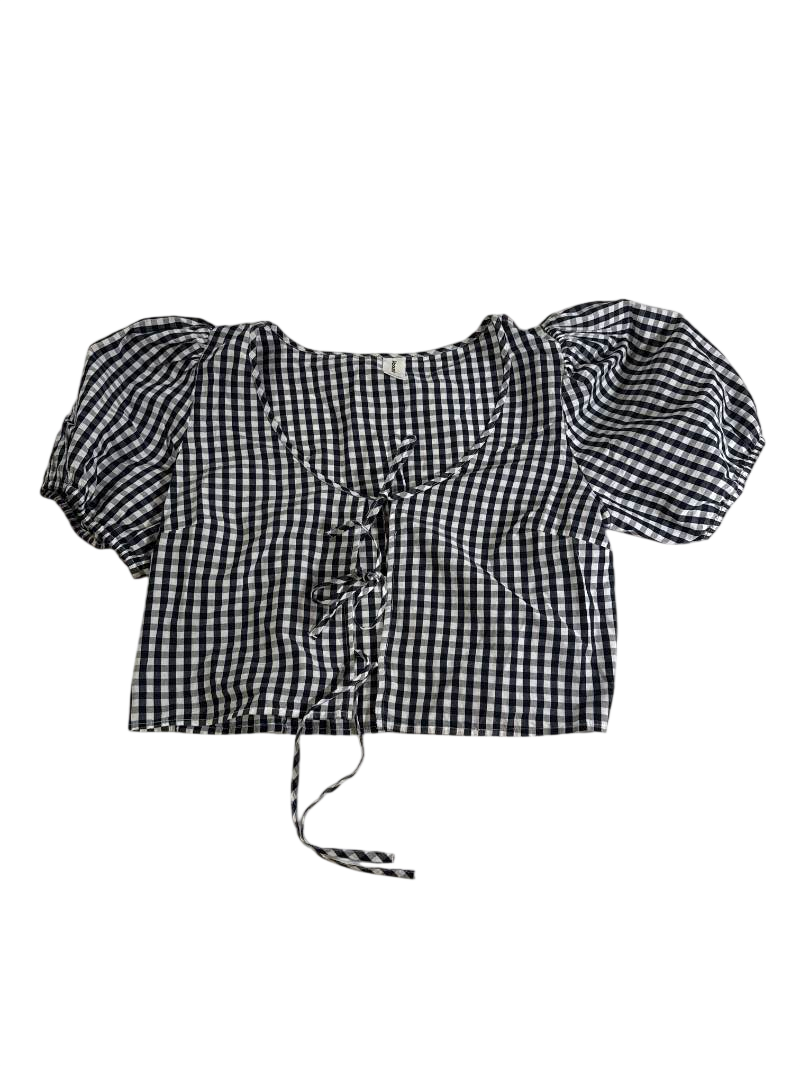 Abound Puff Sleeve Tie-Front Top Short Sleeves