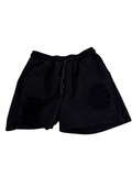 White birch  Distressed Drawstring Shorts