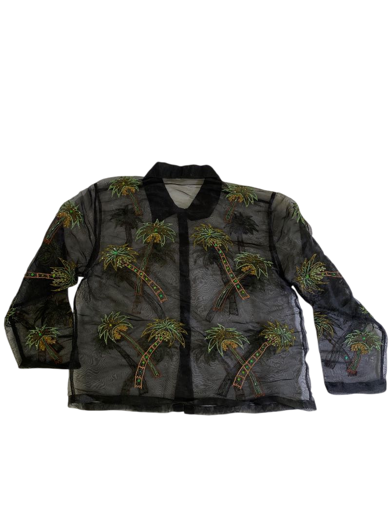None  Sheer embroidered blouse Vintage