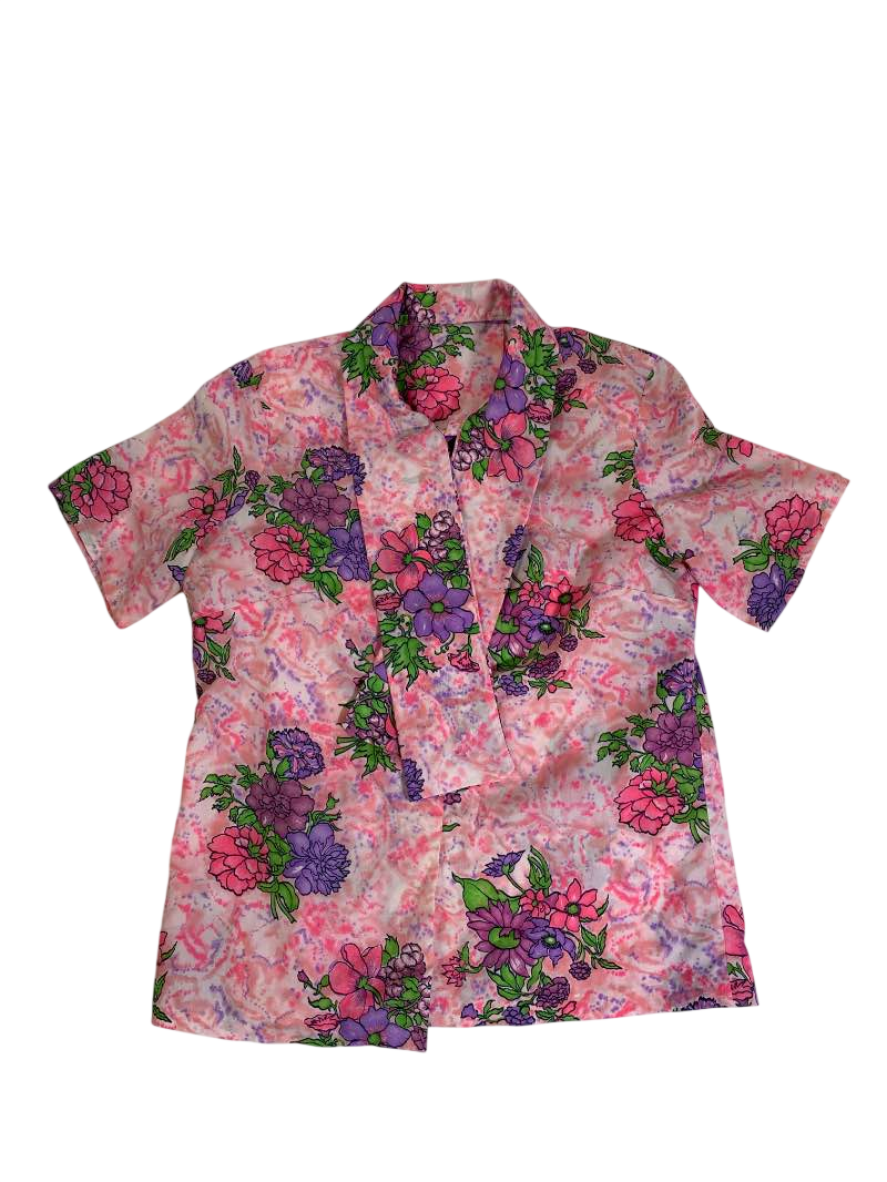 None Floral short-sleeve blouse Vintage