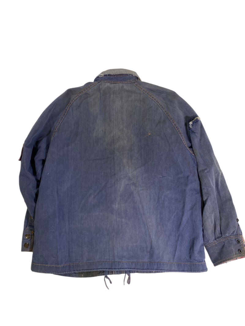 None Distressed Denim Jacket Vintage