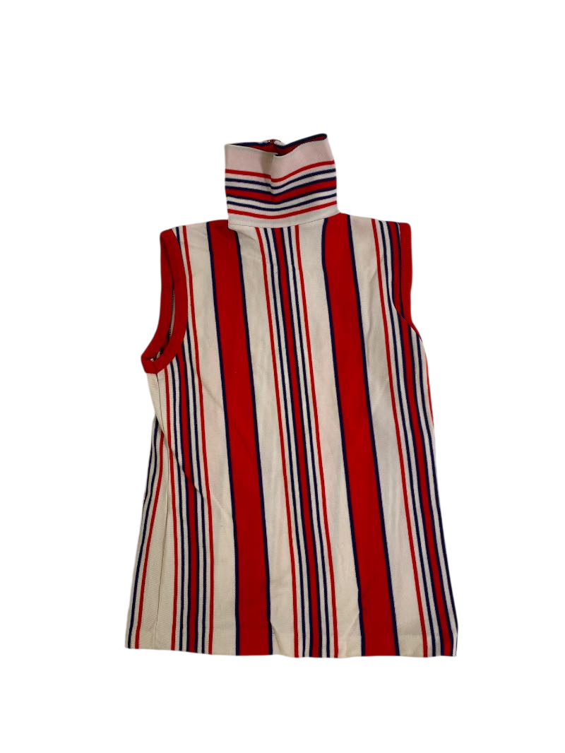 None Striped Sleeveless Turtleneck Vintage