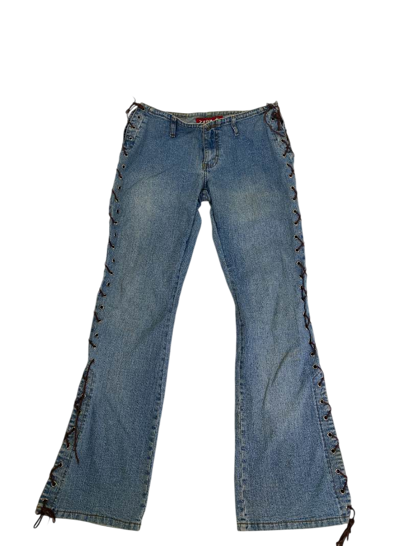 Zana Di Lace-Up Denim Pants Vintage