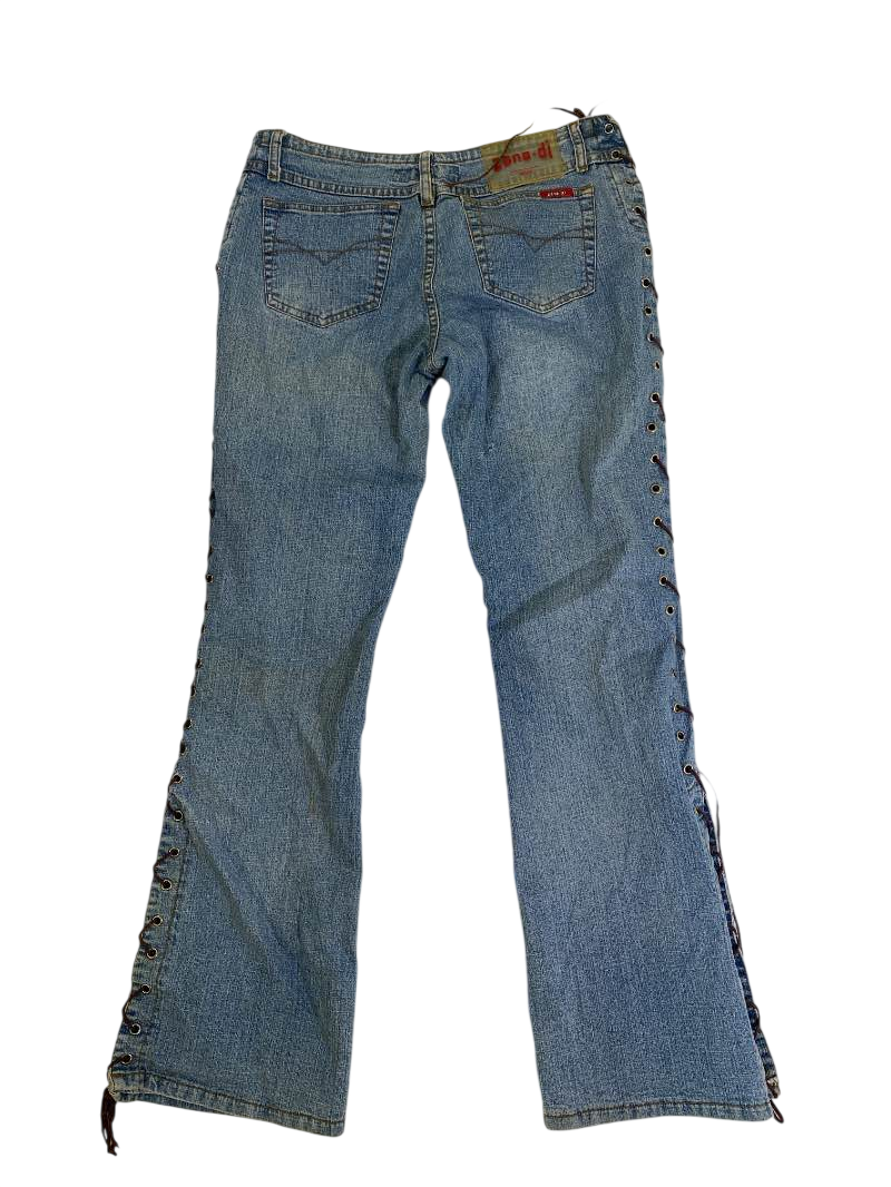 Zana Di Lace-Up Denim Pants Vintage