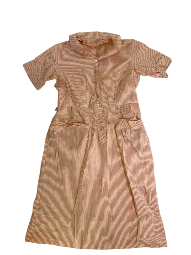 None Striped Button-Down Dress Vintage