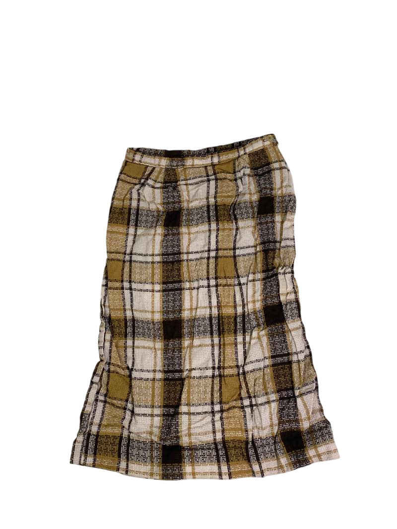 None Plaid Midi Skirt Vintage