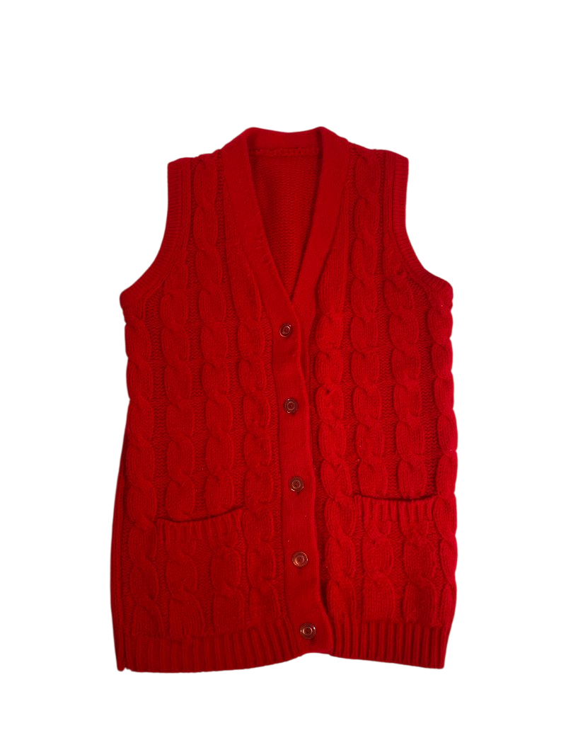 None Cable Knit Vest Vintage