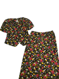Leslie Fay Floral blouse and skirt set Vintage